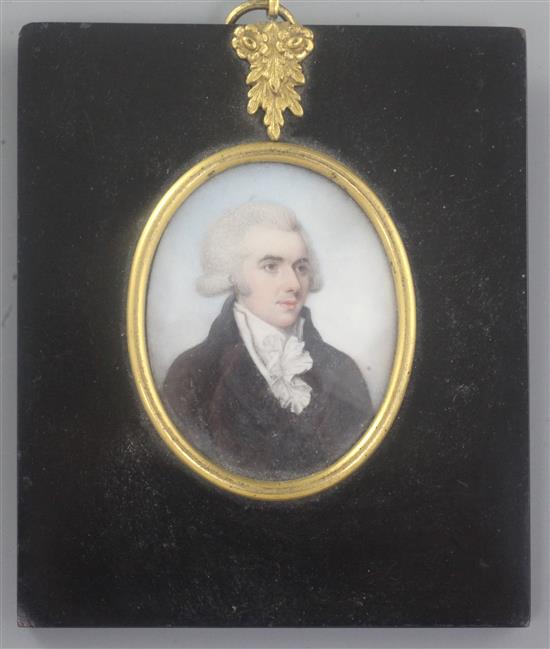 William Hull (1820-1880) Miniature of a gentleman 2.25 x 1.75in.
